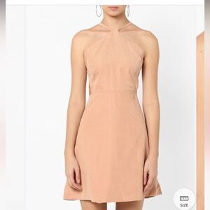 AJIO Faux Suede Halter Mini Dress